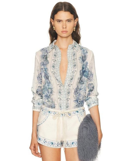Zimmermann Multicolor Wanderlust Body Button Down Top