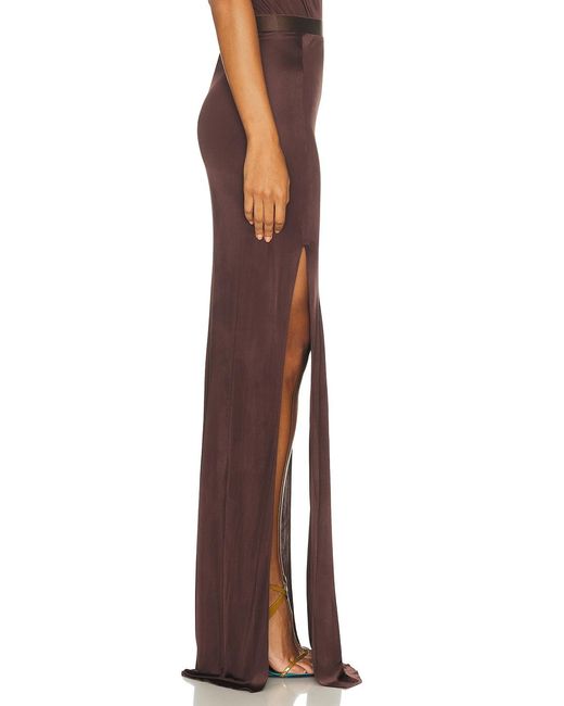 Atlein Brown Double Slit Skirt