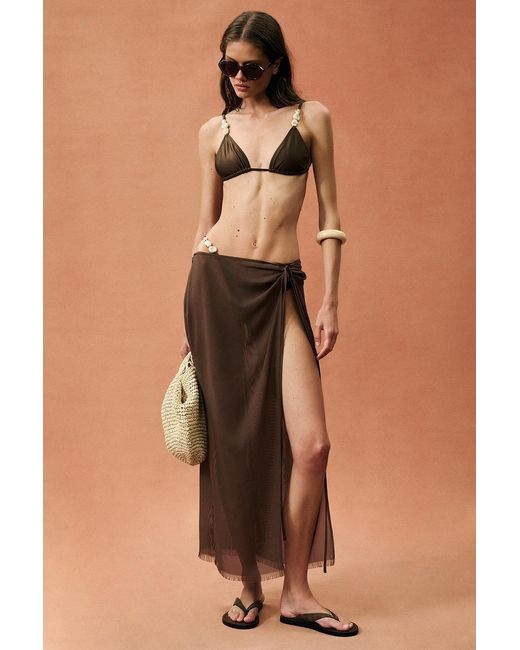 SAME Brown For Fwrd Stone Strap Triangle Bikini Top