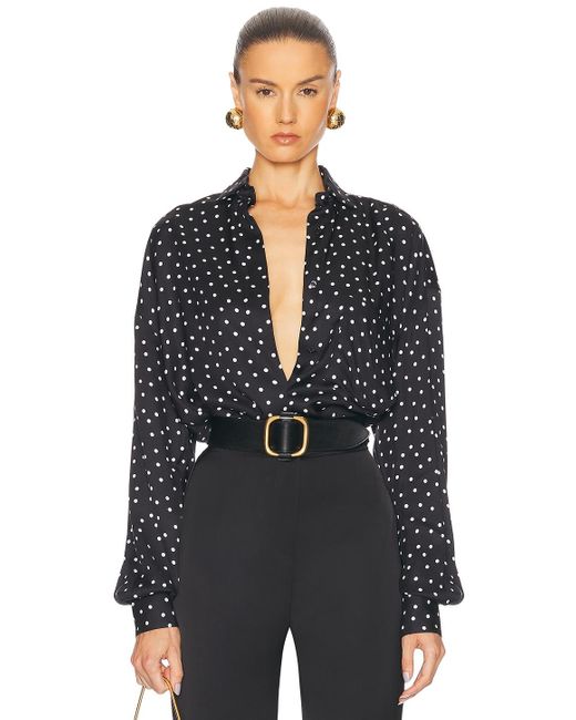 Alexandre Vauthier Black Polka Dot Button Down Top