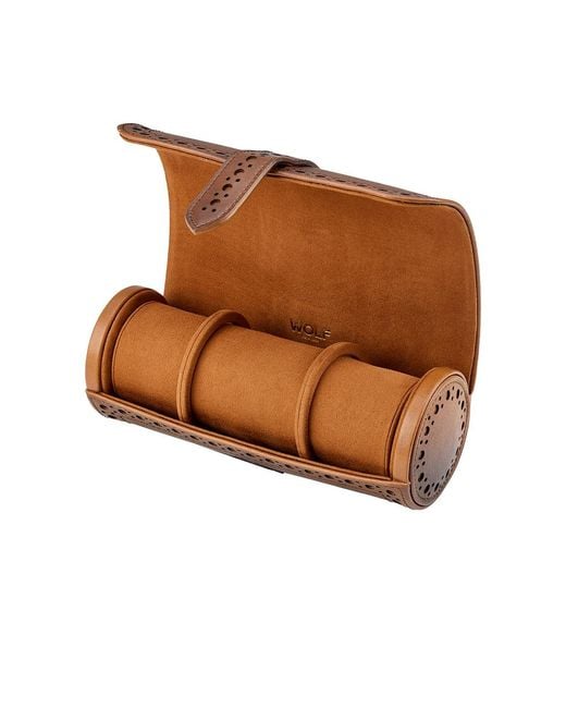 Wolf Brown Brogue Triple Watch Roll