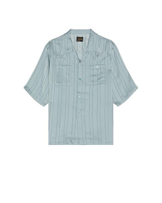 Needles Short Sleeve Cowboy One-up Shirt Georgette In Blue for men