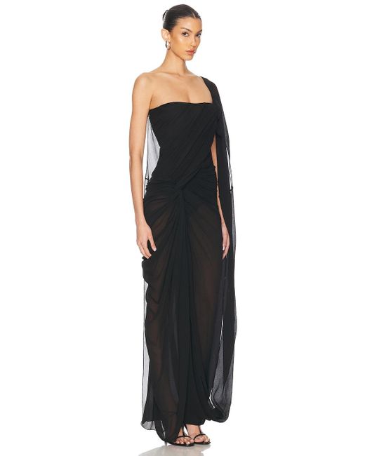 Stella McCartney Black Creponne Asymmetric Drape Maxi Dress