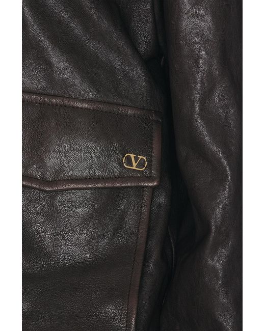 Valentino Black Aged Effect Leather Jacket