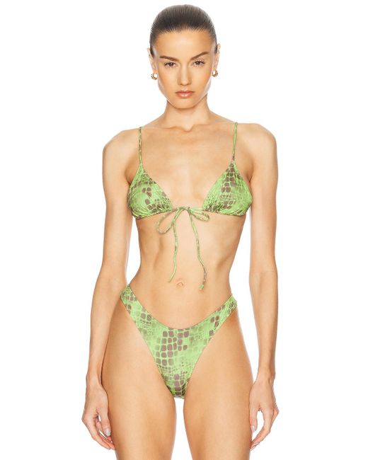Heavy Manners Multicolor Triangle Front Tie Bikini Top