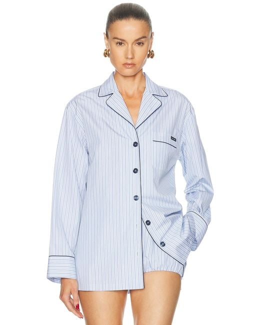 Dolce & Gabbana Blue Button Up Top