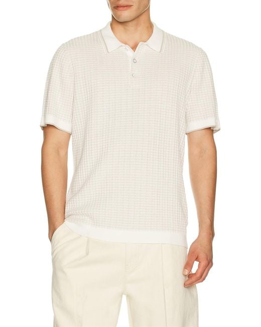 Rag & Bone White Harvey Rib Polo for men