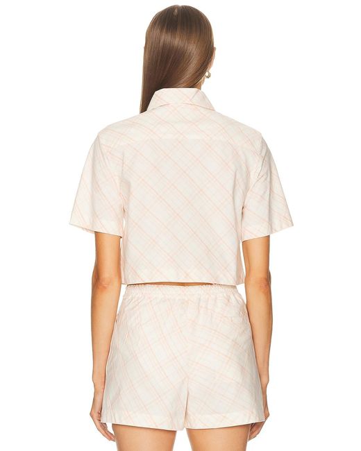 Burberry White Cropped Button Up Top