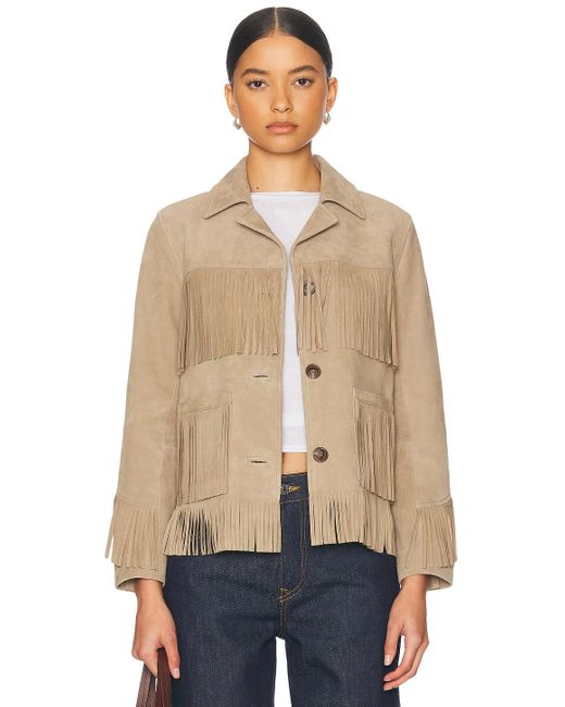 GRLFRND Natural Joni Suede Fringe Jacket
