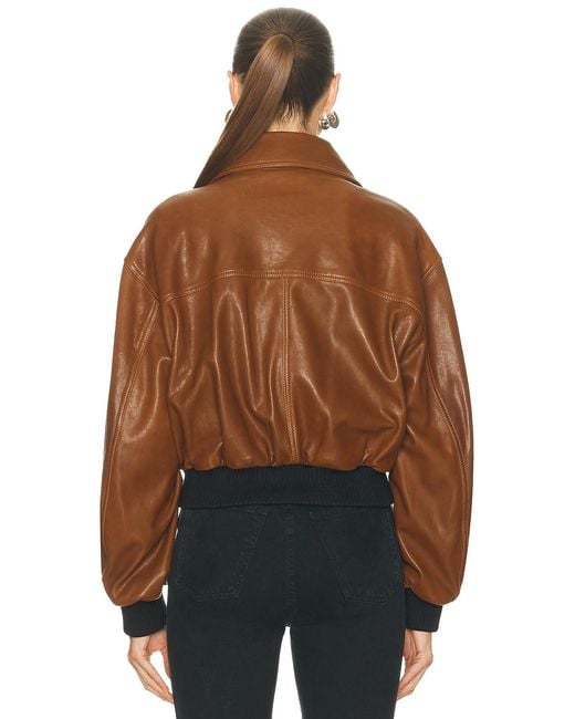 Nour Hammour Brown Briar Cropped Bomber Jacket
