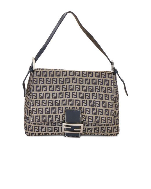 Fendi White Zucchino Mama Baguette Shoulder Bag