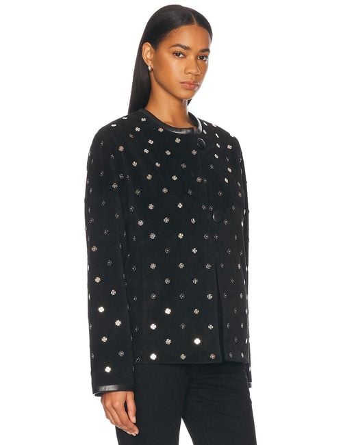 Bode Black Clover Charm Suede Jacket