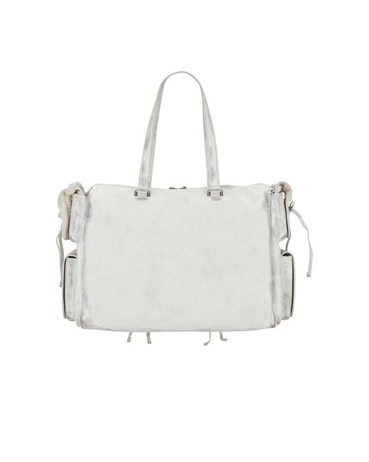 Acne White Multipocket Tote Bag