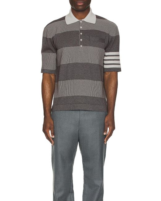Thom Browne Gray Rugby Short Sleeve Polo for men