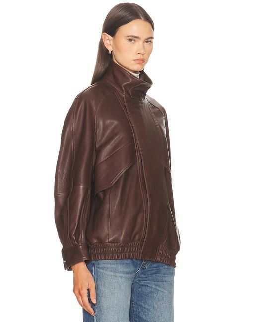 Nour Hammour Brown Ariste Fluid Leather Jacket