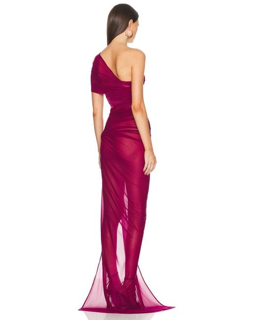 Atlein Red Draped One Shoulder Gown