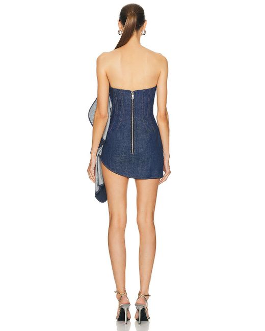 LAQUAN SMITH Blue Strapless Ruching Cocktail Dress