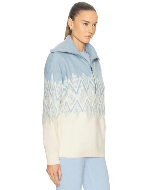 Varley Blue Hedda Fairisle Half Zip Jacket