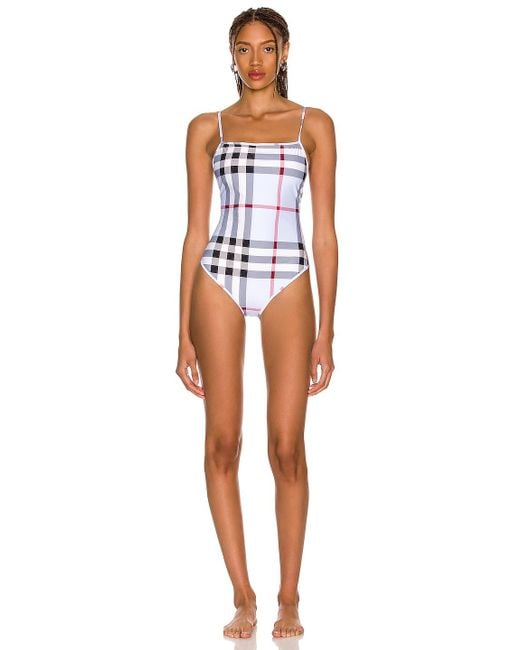 Burberry Synthetic Delia One Piece Swimsuit in Pale Blue ip Check (Blue