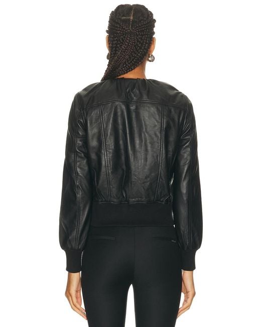 R13 Black Pleated Neck Leather Jacket