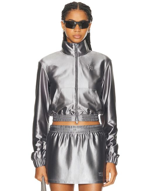 Alexander Wang Gray Shrunken Zip-Up Jacket