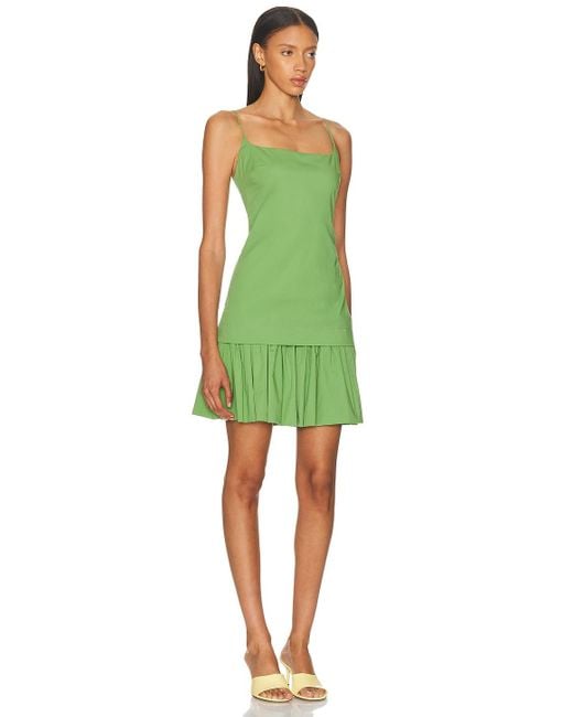 green dress with slit Miss Circle Women Ulissa Light Green Square Neck Jacquard Textured High Slit Maxi Dress
