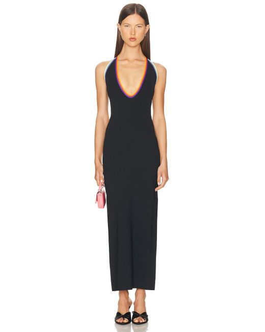 Christopher John Rogers Black Deep U-Neck Maxi Dress