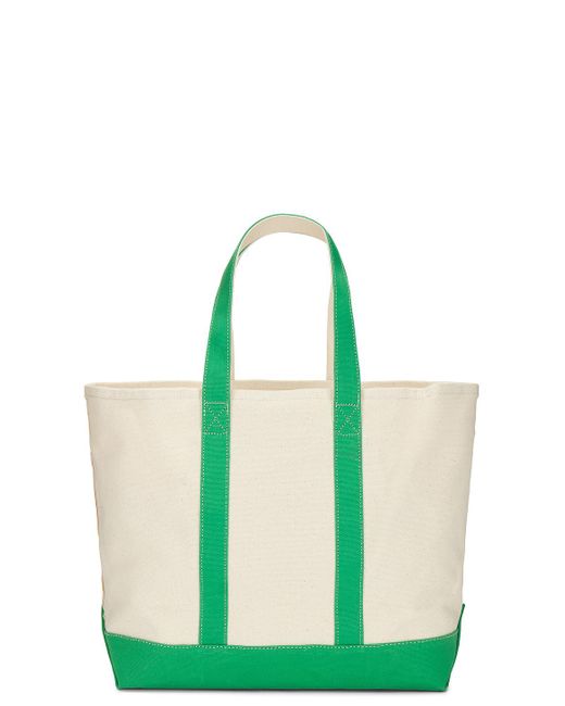 Sporty & Rich Blue Crown Logo Embroidered Two Tone Tote Bag