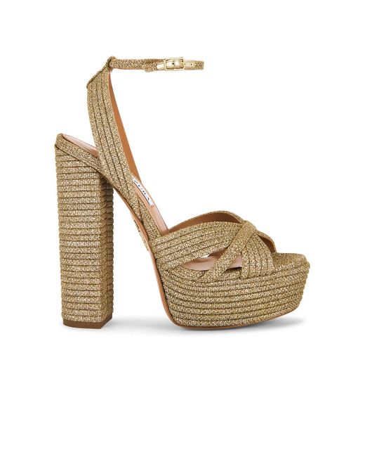 Aquazzura Women's Metallic Sundance Plateau 140 Sandal