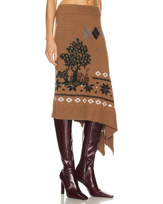 Monse Natural Mixed Fair Isle Midi Skirt