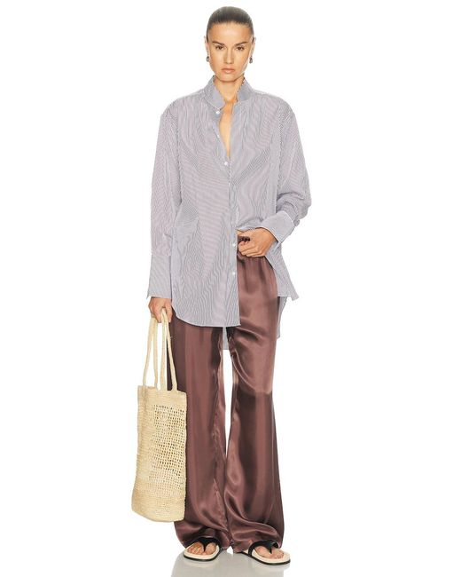 Comme Si Gray Mandrin Collar Tunic Top