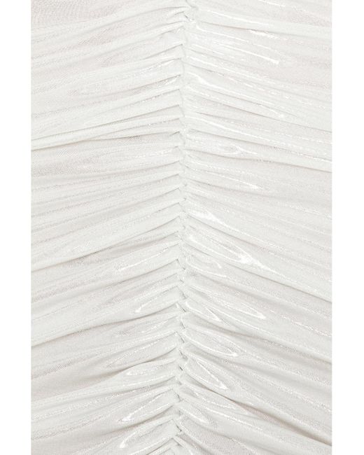 Norma Kamali White Strapless Shirred Front Fishtail Gown