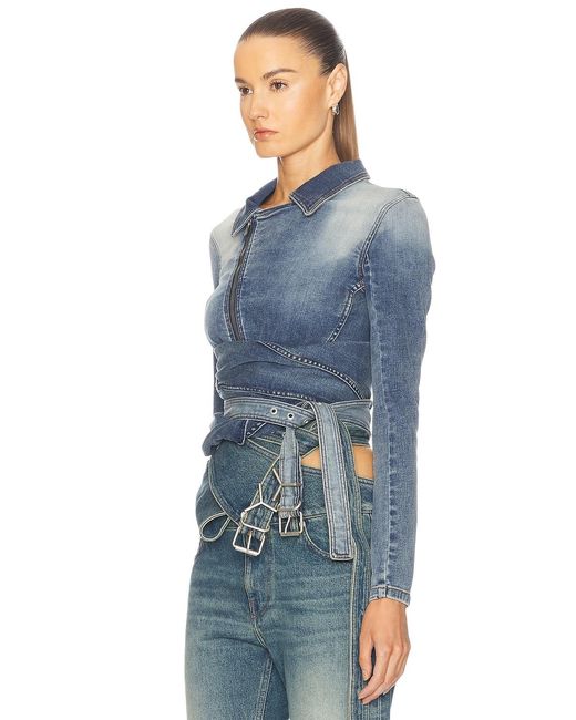 Y. Project Blue Wrap Fitted Denim Jacket