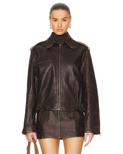 Siedres Brown Carla Leather Bomber Jacket