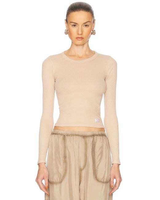 Alexander Wang Natural Long Sleeve Crewneck Top