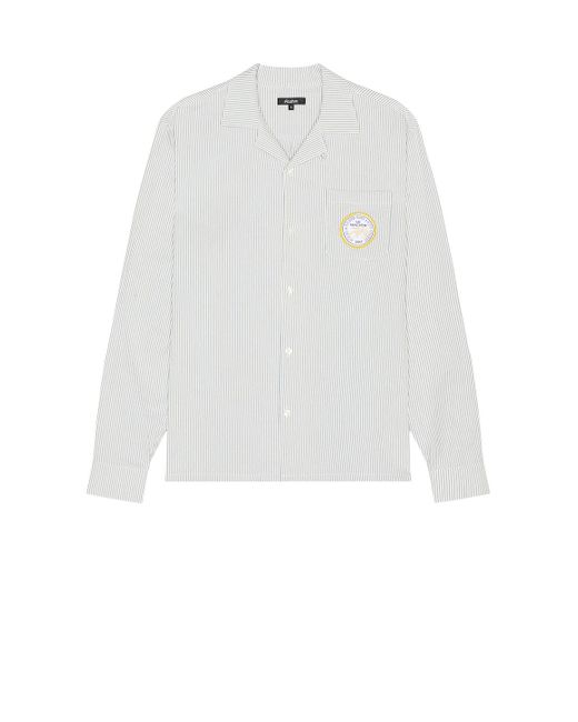 Malbon Golf White Saint-Tropez Seersucker Long Sleeve Shirt for men