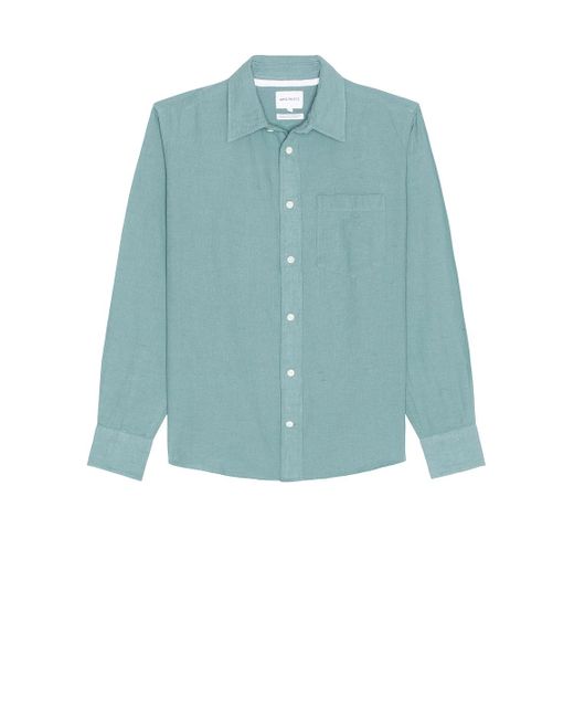 Norse Projects Blue Algot Relaxed Cotton Linen Shirt for men