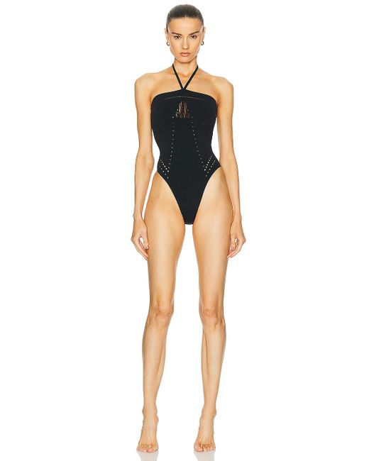 Wolford Black Halter One Piece Swimsuit