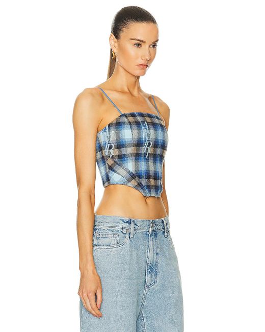 Amiri Plaid Corset Top in Blue Lyst
