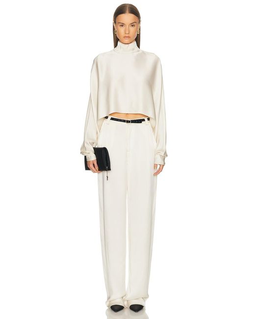LAPOINTE White Satin Caftan Top