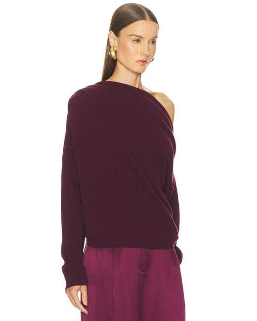 The Sei Purple Long Sleeve Asymmetrical Drape Sweater