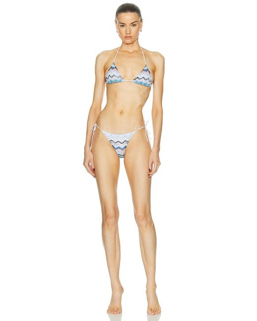 Missoni White Micro Chevron Knit Triangle Bikini Set