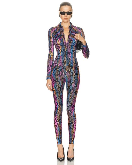 Versace Blue Python Print Top
