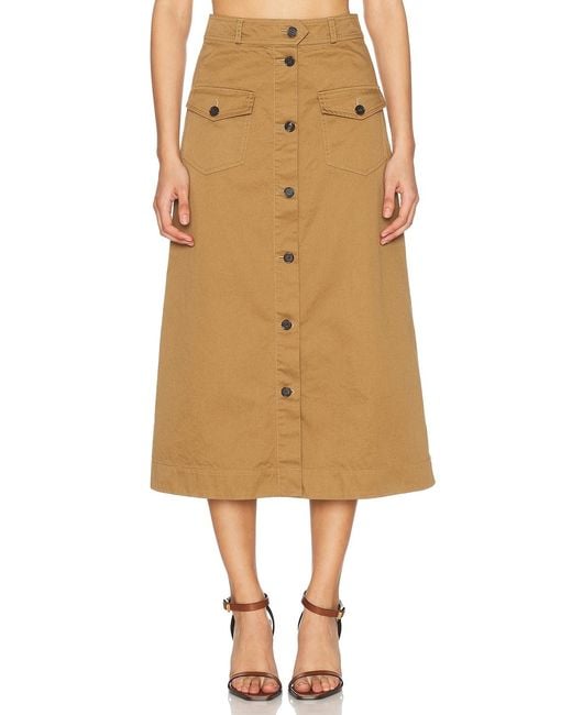 Saint Laurent Natural Button Down Midi Skirt