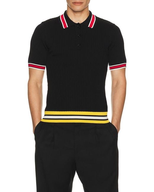 Entire studios Black Ribbed Polo for men