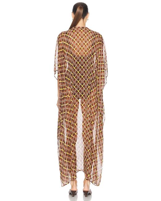 Bode Natural Cattail Plaid Kaftan