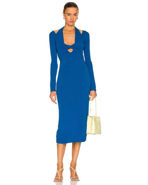 Monse Synthetic Long Sleeve Cut Out Midi Dress in Azure (Blue) - Lyst