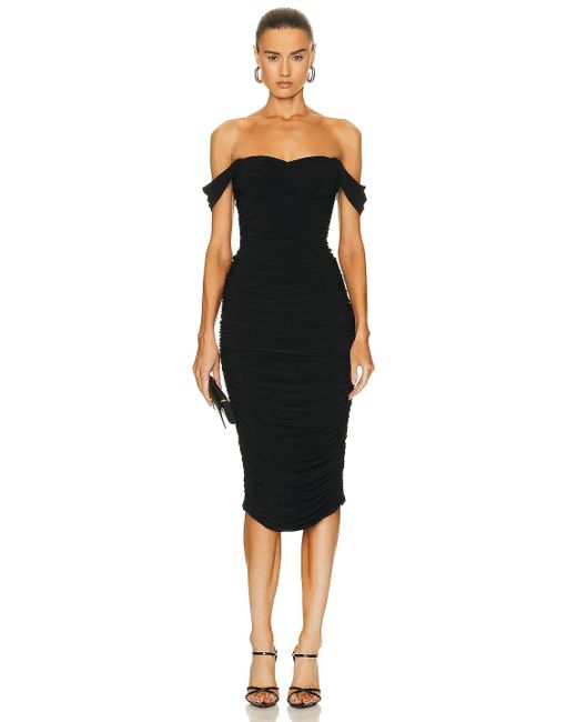 Norma Kamali Walter Midi Dress With Winglet Sleeves in Black | Lyst