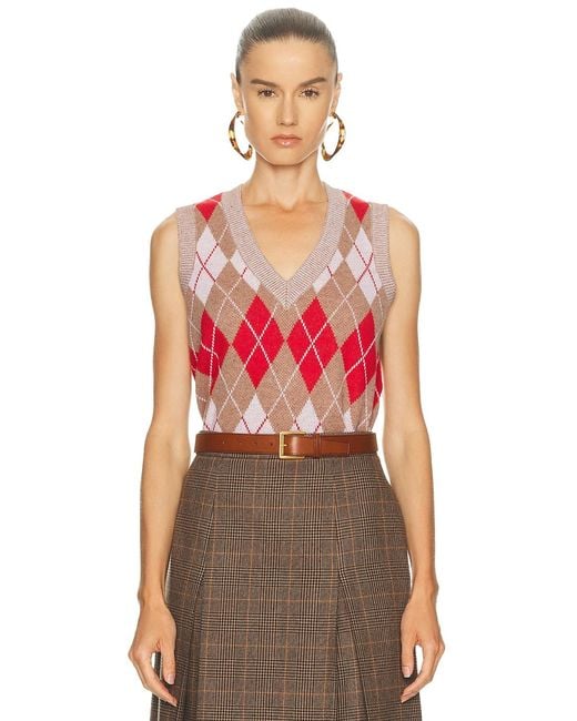 Re/done Red Argyle Vest