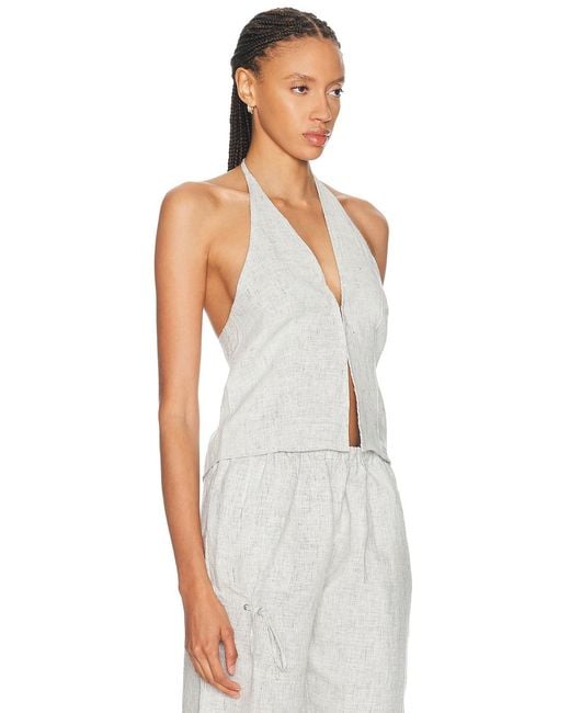 Deiji Studios White Close Halter Top